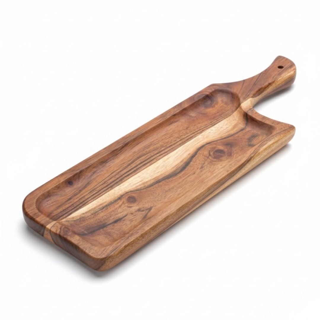 Exquisite Wooden Handle Platter for Elegant Serving
